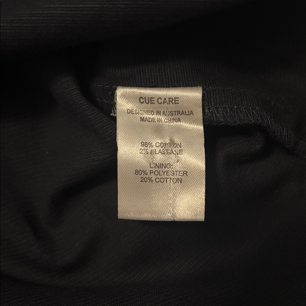Cue Navy Mini shift Dress SZ 10 cotton stretch belt loop minimalist career wear - Picture 4 of 15